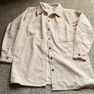 Pink Lily Beige Corded Shacket